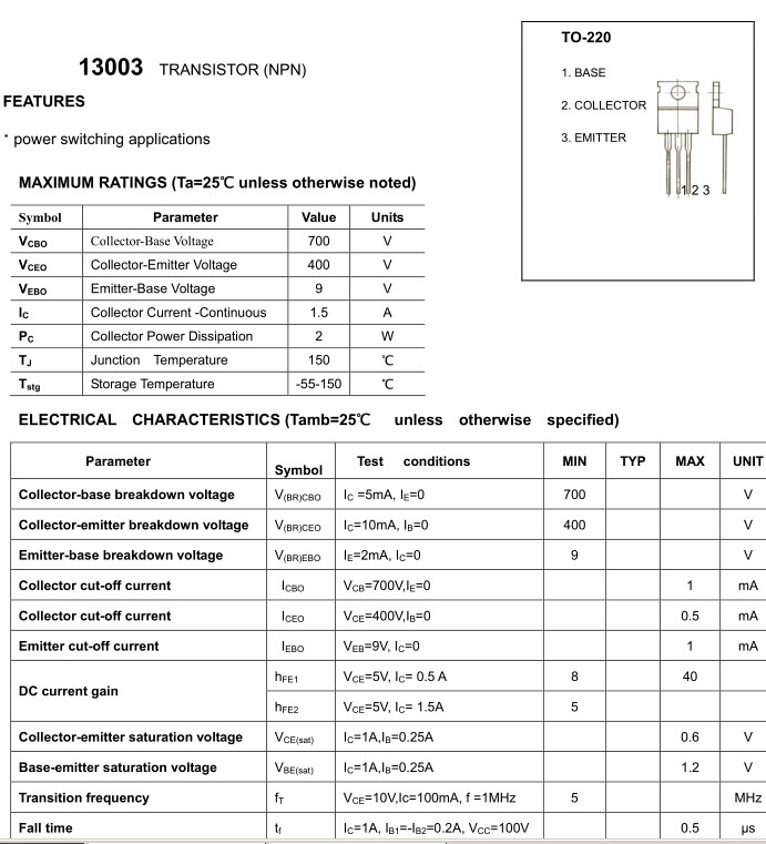 Транзистор 13003 фото